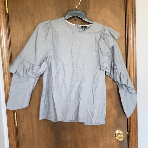 Clu blouse with ruffle sleeves 100% cotton top size M - Picture 3 of 16